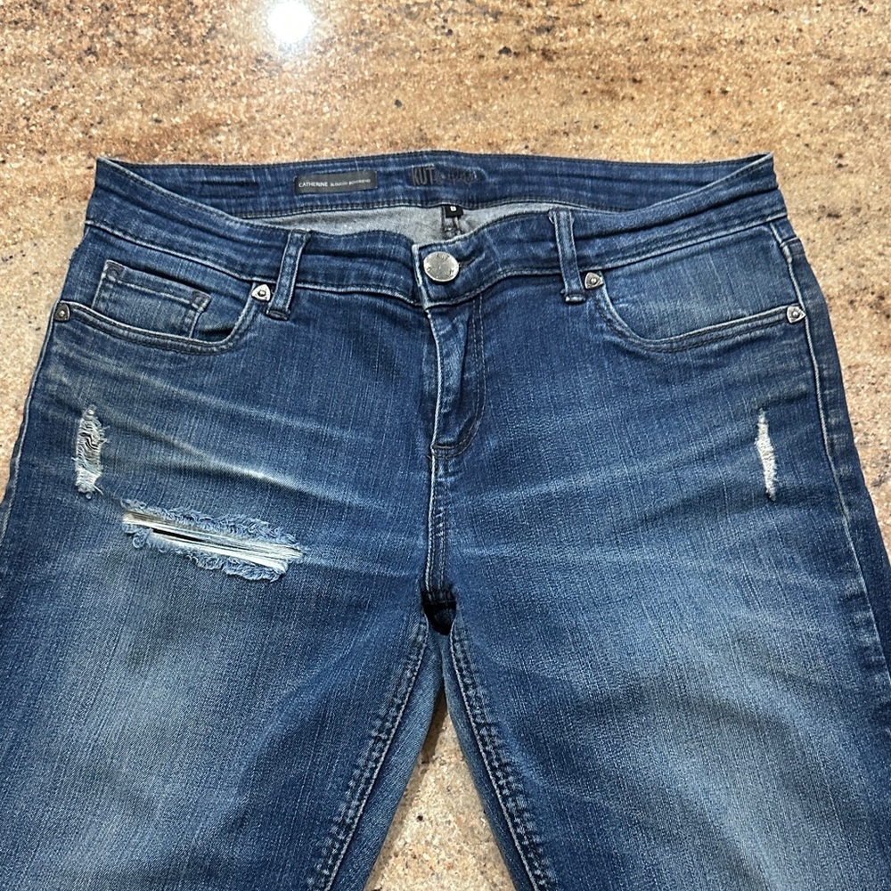 Kut from the Kloth Dark Blue Distressed Skinny Jeans